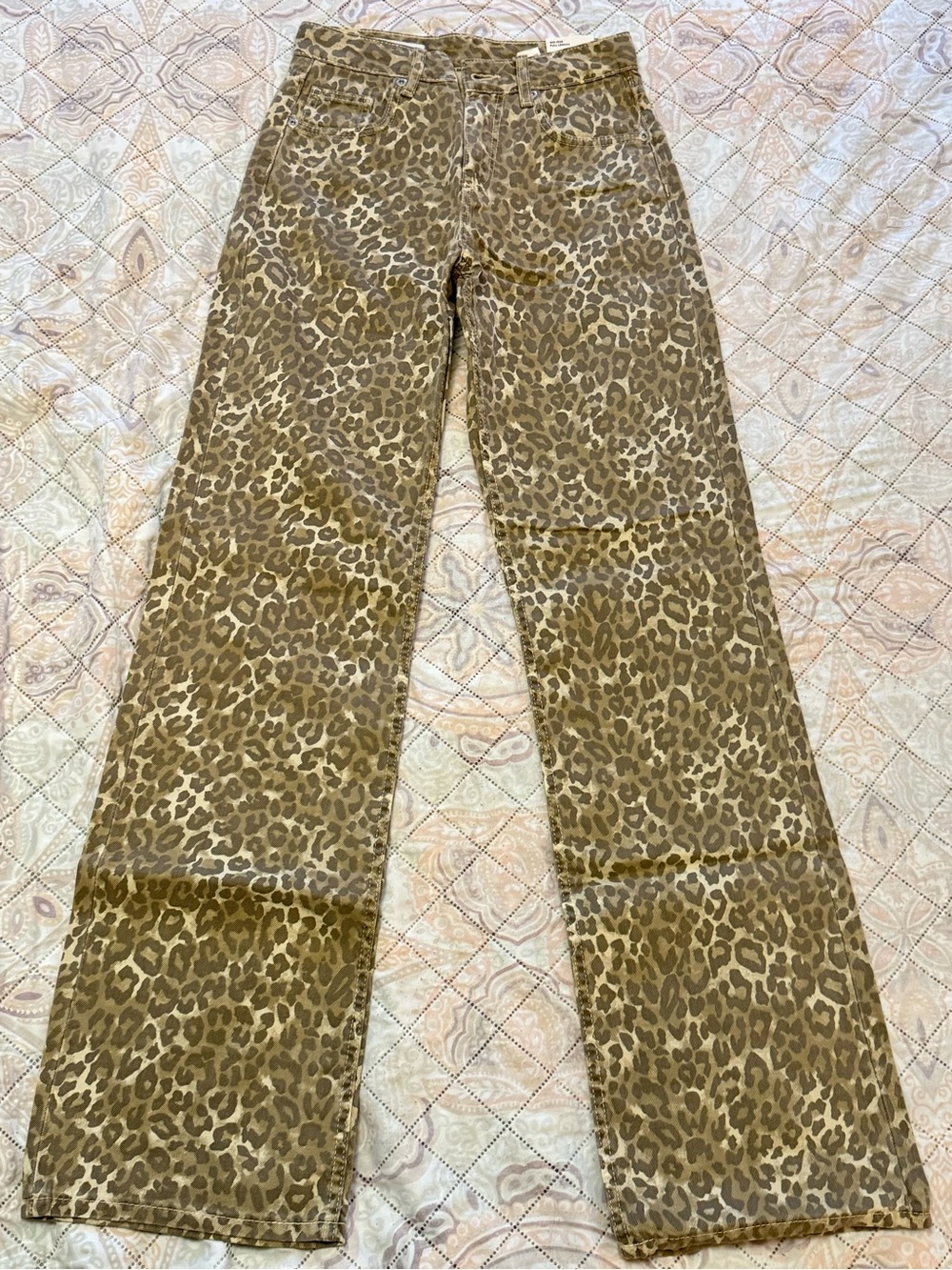 Zara Animal Print Wide Leg Jeans